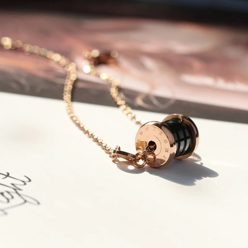 Black Ceramics Anklet for Women Rose Gold Color Roman Numerals Pendant Steel Jewelry Not Fade Lover GiftGA131 241217