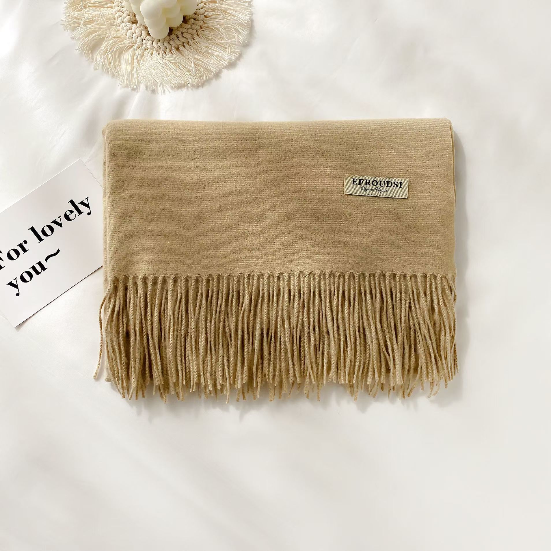 T009 scarf for women, winter warm and versatile, new thickened wool neck scarf, sweet Korean style