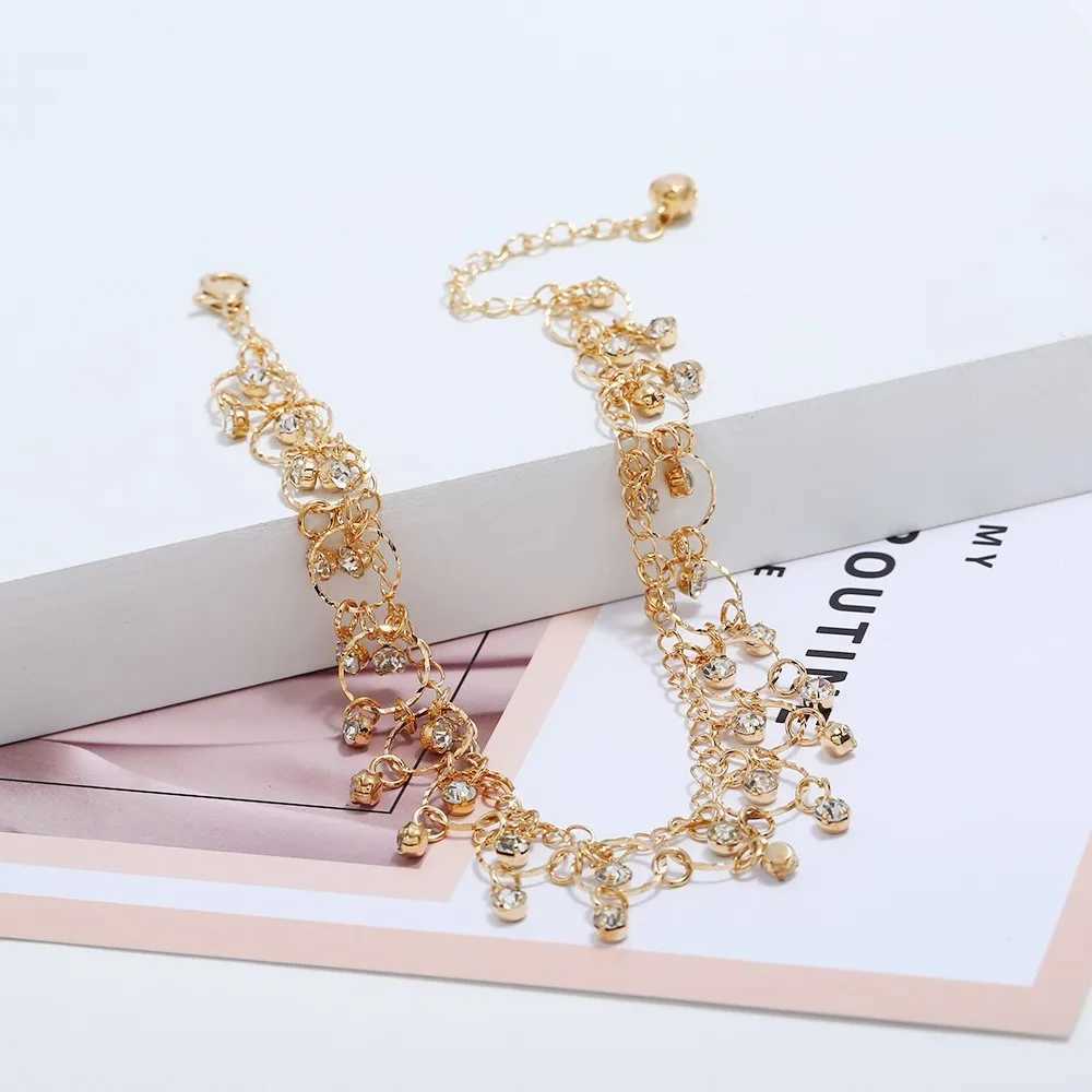 New Fashion Summer Beach Foot Chain Jewelry For Women Exquisite Gold Silver Color Shiny Rhinestones Ankle Bracelets Anklet W241217