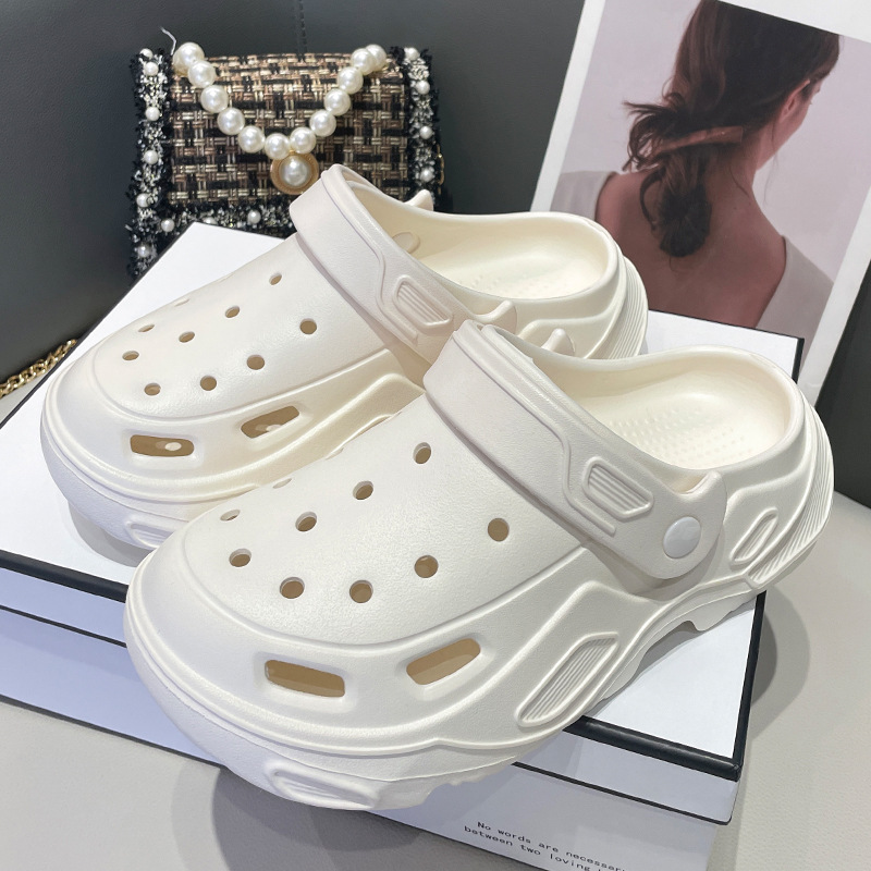 Thick-soled hole shoes winter velvet women's fashion outer wear removable cotton slippers warm and non-slip slippers 2025 Solid Warm Footwear
