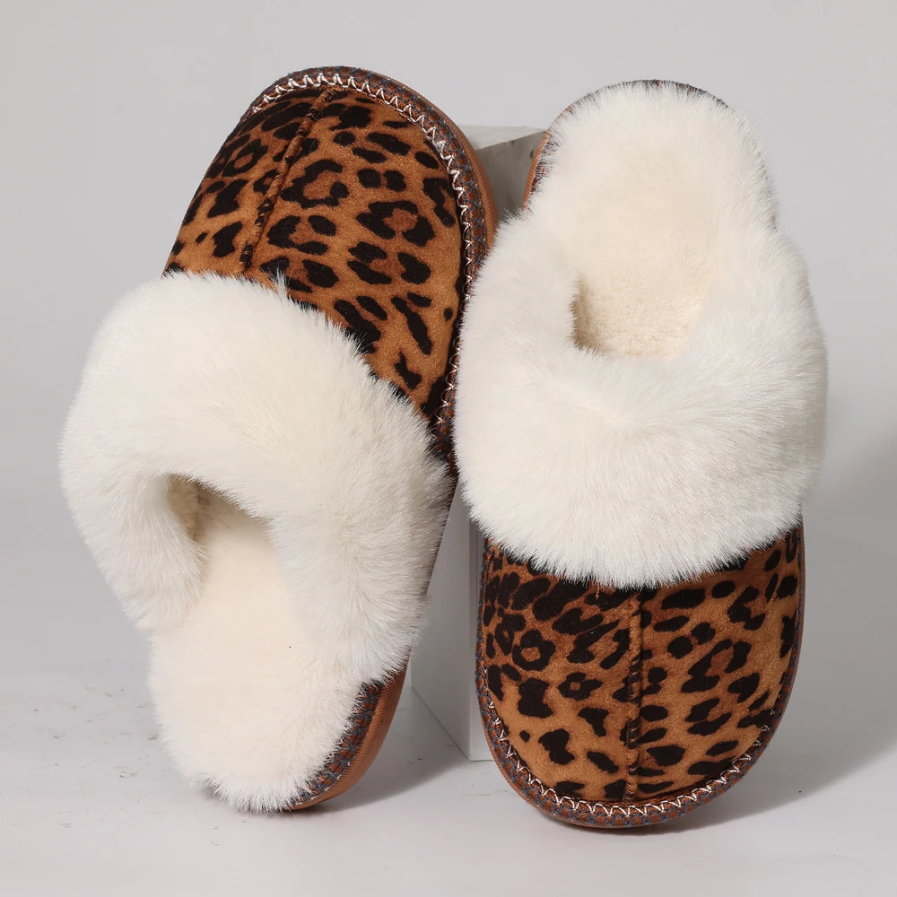 Litfun Women Warm Fuzzy Slippers Fashion Leopard Indoor Fur Plush House Slides Winter Furry Women Slippers Fluffy Cotton Shoes 241218