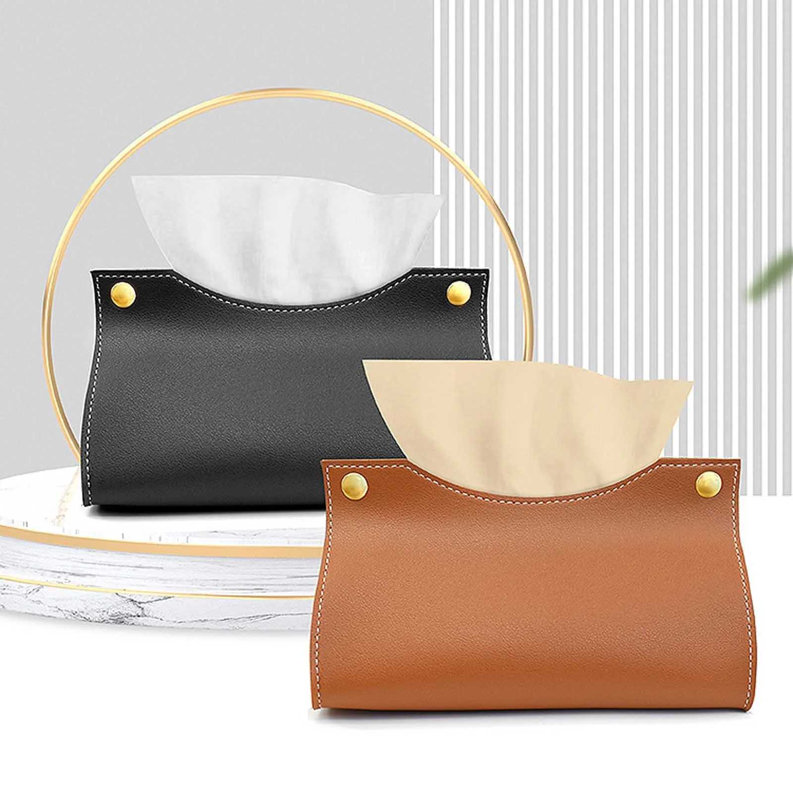 Universal PU leather tissue box napkin holder car tissue box his life Ro desktop paper towel dustproof storage cover Y241218