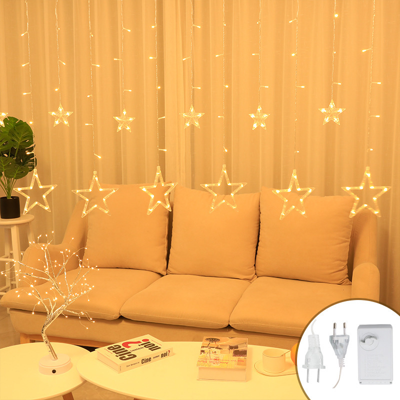 LED Star & Moon Remote Control Curtain Lights - Perfect for Outdoors, Holidays, Home Decor