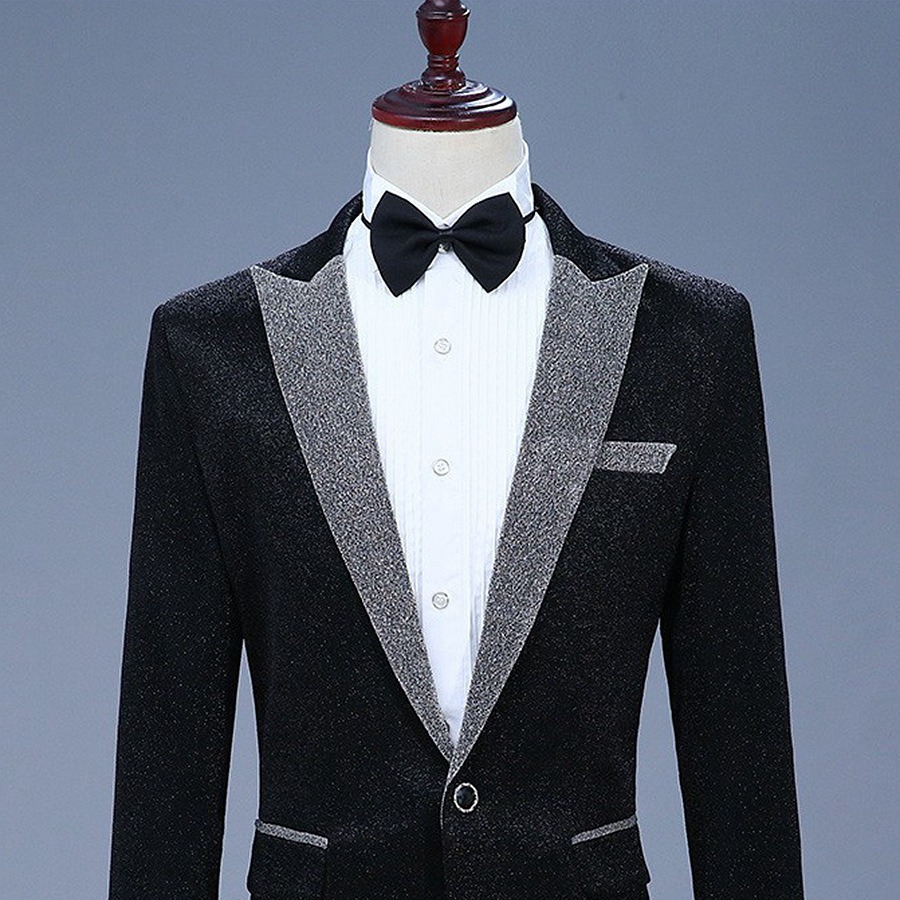 K634 Men's Elegant Two-Piece Formal Wear Set - Tailored Fit Dance Suit with Matching Trousers for Parties