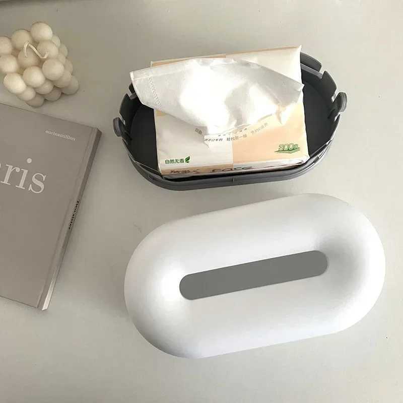 Inside White Plastic Tissue Box Table Organizer Kitchen Bedroom Storage Box Living Room Drawer Off Removable Paper Tissue Box Y241218