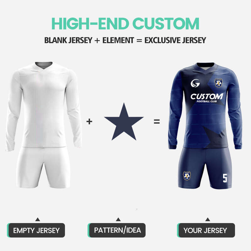 2025 Custom Sublimation Printing Mens Jersey Adults Long Sleeve Soccer Sets Breathable Football Uniform W027