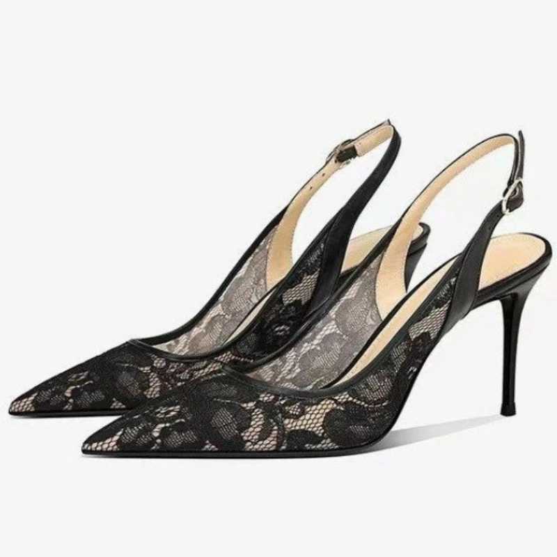 2024 Summer Slip on Elegant Women Pointed Mesh Breathable Fashion Designers High Heel Trend Shoes for WomenC241218