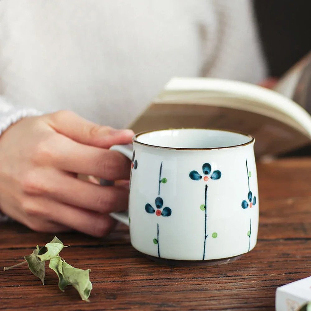 Hand-painted Ceramic Tea Mugs Unique Japanese Antiquity Style Sake Coffee Cups 8.5oz Mini Breakfast Mug Special Gift for Friend 241217
