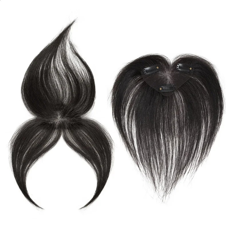 25cm 100% Human Hair Womens Natural Forehead Whitening Hair Enhancement Head Curtain 3D Bangs Increase Hair Volume 241217