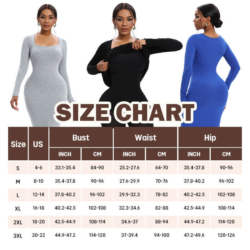 Women Long Sleeve Maxi Shapewear Slips Dress Slimming Waist Hip Enhancer Body Shaper With Built In Bra