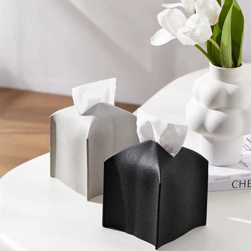 Modern PU Leather Square Tissue Box Cover Holder-Decorative Holder/Organizer for Bathroom Vanity Countertop Night StandsOff Y241218