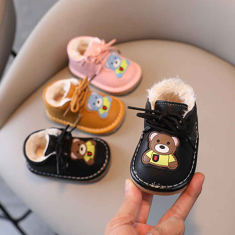 Infant Winter First Walkers Shoes Plush Warm Baby Girl Shoes Cute Cartoon Casual Boy Shoes Cutefeet Flat Soft Comfortable Toddler Shoes Sizes 16 - 20