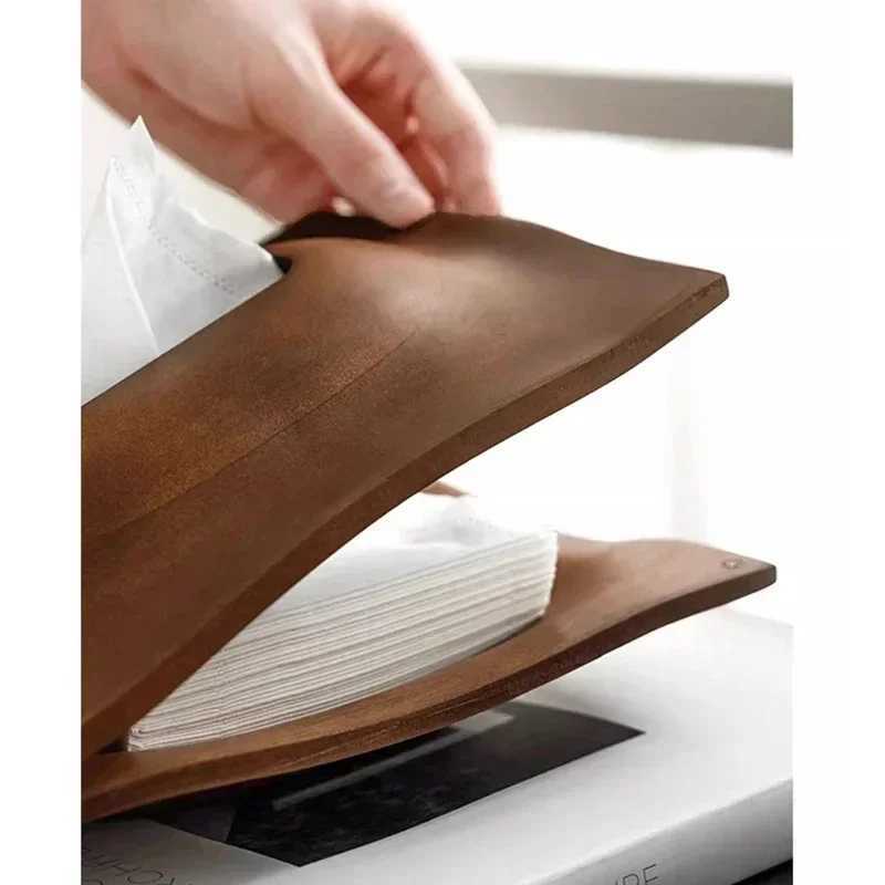 Desktop walnut tissue box napkin box cover bar and restaurant tissue holder He Living Ro decoration Y241218