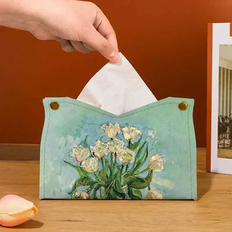 Nodic dust-proof napkin holder foldable tissue box He Off environmentally friendly PU leather desktop accessory storage Y241218