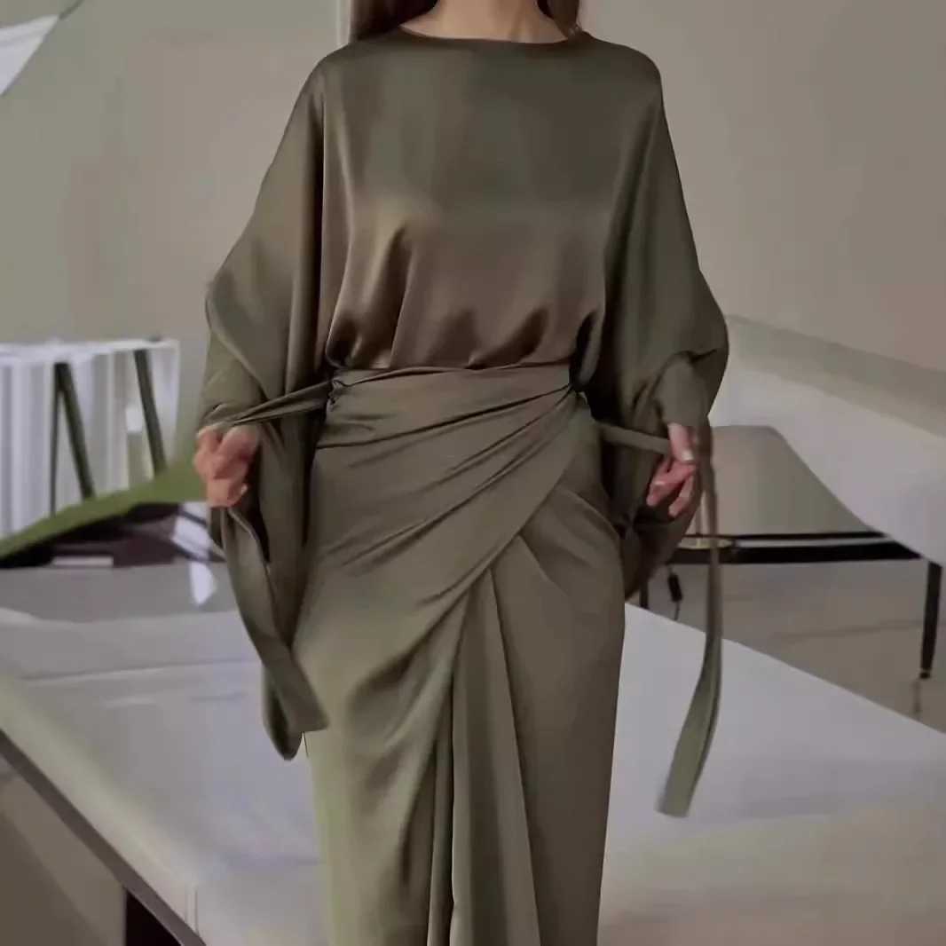2024 Autumn New Womens Dress With Tie European And American Style Fairylike Long Dress Petite Dress Clothing For Women W241218