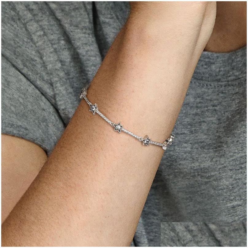 Charm Bracelets Stars Celestial Link Bracelet For Authentic Sterling Sier Hand Chain Wedding Jewelry Women Girlfriend Gift Designer W O
