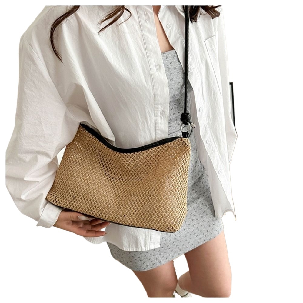 New Rattan Straw Fashion Woven Large Capacity Handbag Handmade Braid Shoulder Women Girls Summer Beach Tote Bag