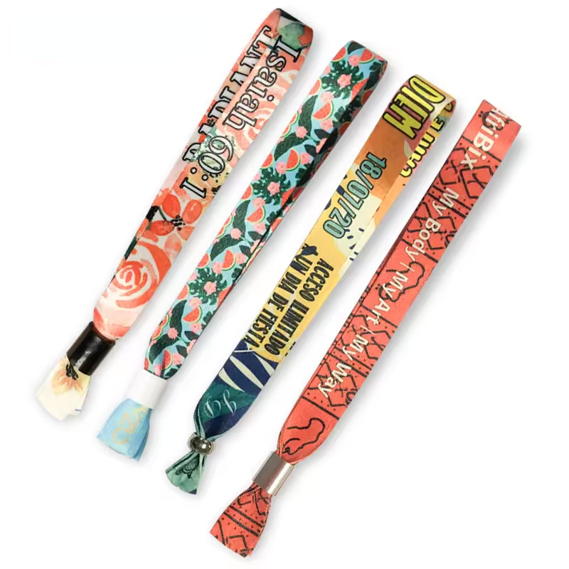 100pcs Customised festival event ribbon fabric wristbands,Custom logo for wrist Straps holographic vip ticket,bracelet with Logo Custom For party,musi