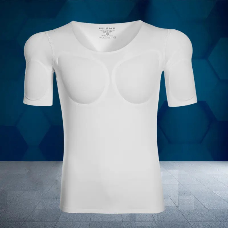 Men Body Shaper Muscle Enhancers ABS Invisible Pads Top Cosplay Chest Shirts Soft Protection Fitness Muscular Undershirt 241218