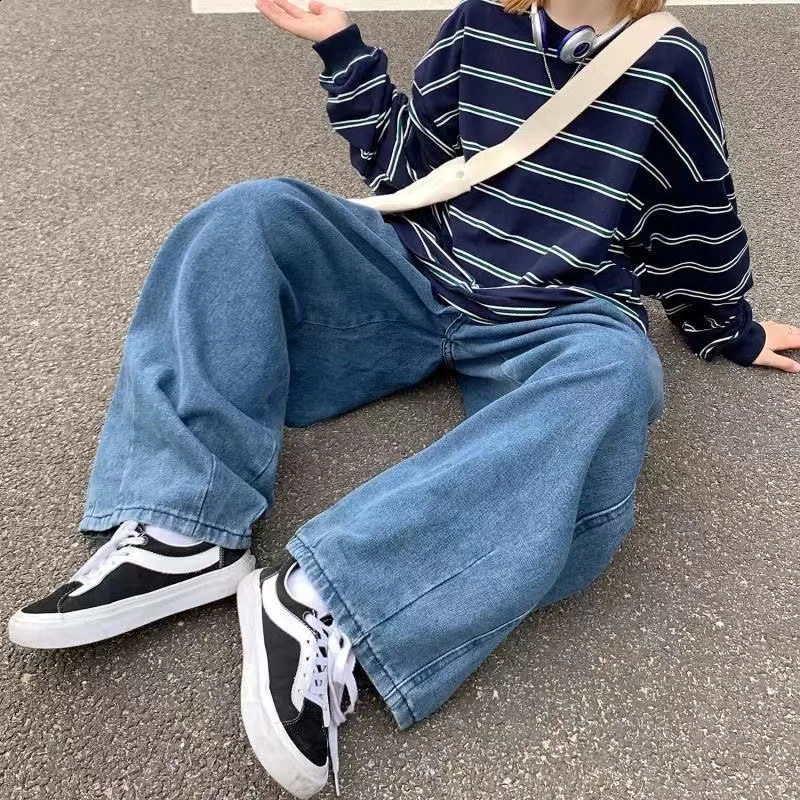 Arens Baggy Jeans Trouser mens denim pants black wide leg jeans loose casual Korean streetwear hiphop Harajuku 241212Z