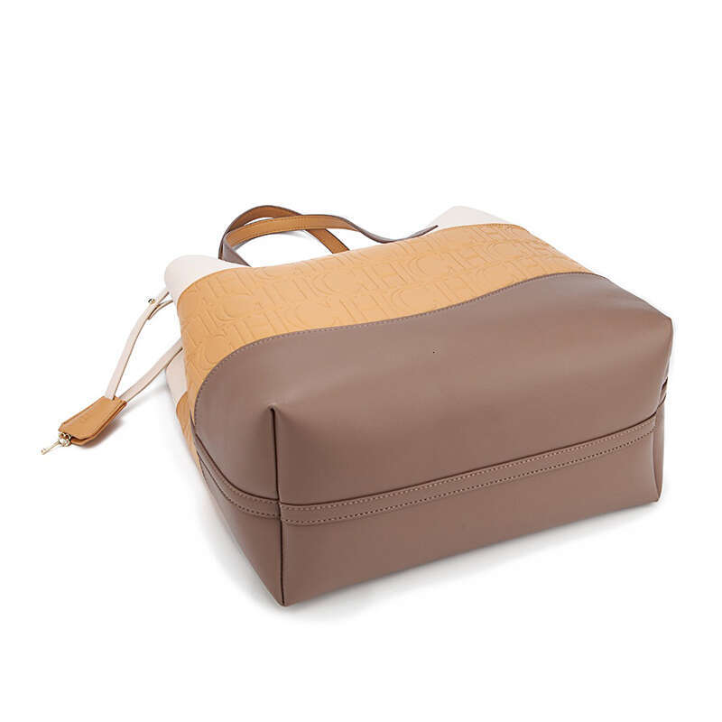 Women's Bags Versatile Trend Tote Leather Solid Color Splicing Large Capacity Crossbody Simple Fresh Style Commuting Shoulder Bag