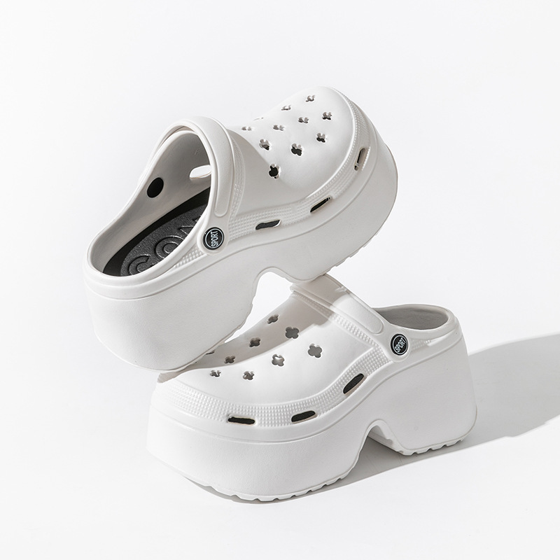 Women's Hole Shoes Thick Sole Slippers Indoor Anti Slip Thick High Heels Sandals Summer Slippers Outdoor Beach Sandals 2025