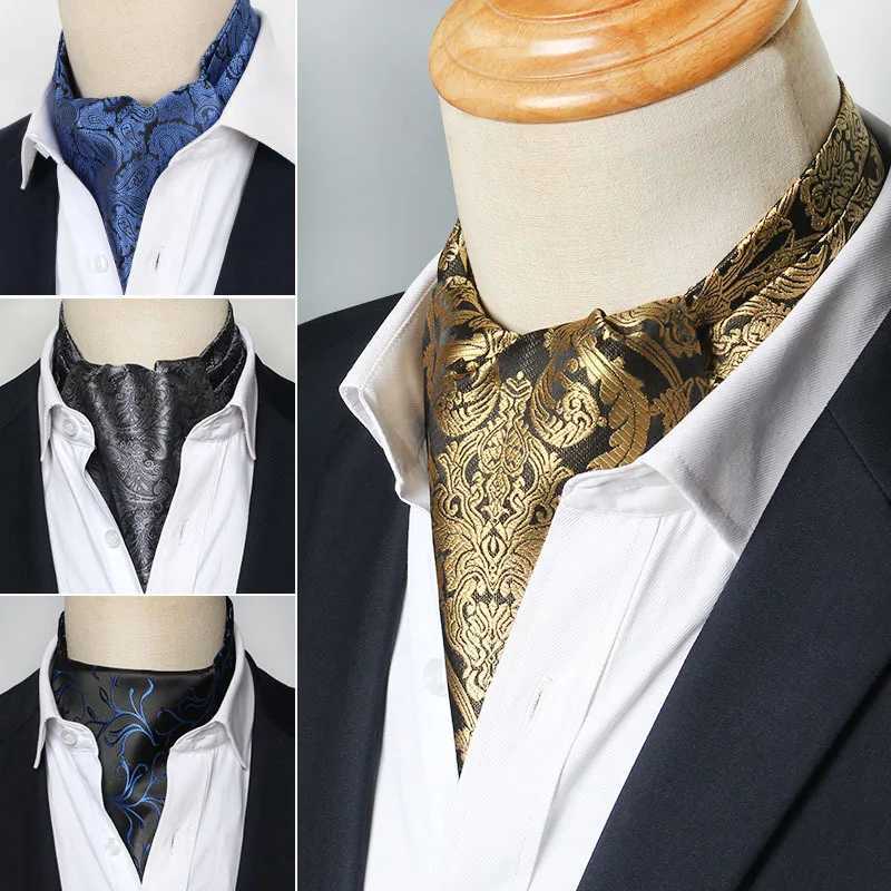 Ties Men Vintage Polka Dot Wedding Formal Cravat Ascot Scrunch Self British style Gentleman Polyester Silk Paisley Neck Tie Luxury J241217