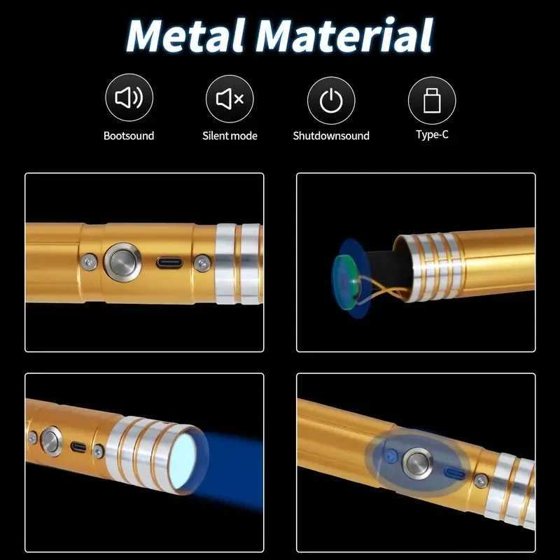 REikirc Upgraded Version Lightsaber 2 In 1 Light Saber 15-color Metal Laser Sword Rechargeable Toy Party Glow Swords W250210
