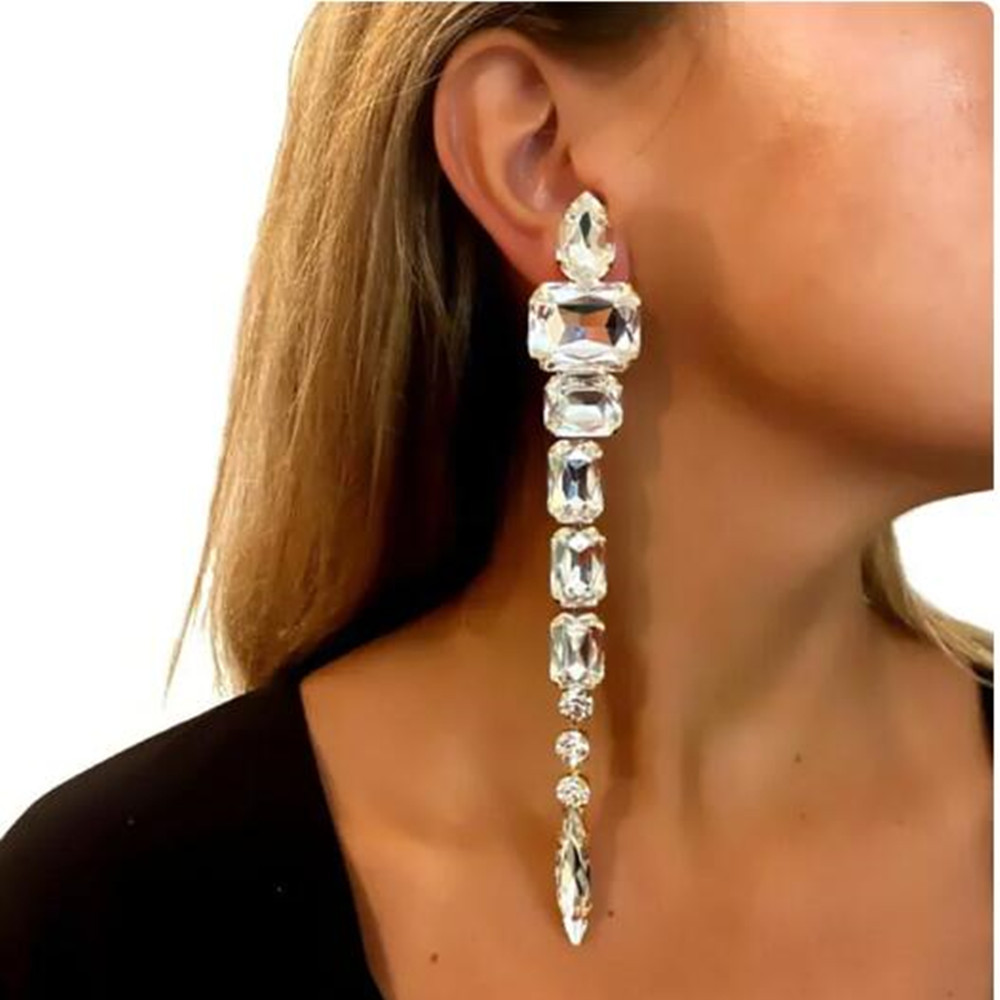 AB Color Crystal Drop Earrings 3PCS/LOT Luxurious Long Tassel Dangle Earrings with European and American Style