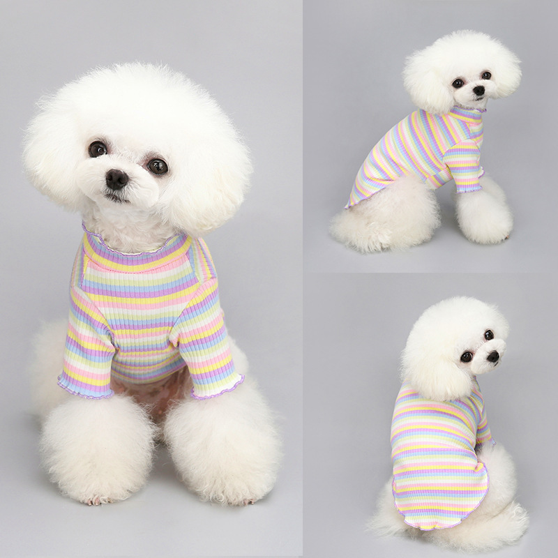 Pet Clothes Spring and Autumn Cotton Rainbow Dog Cat Small Dog Hoodie Clothes