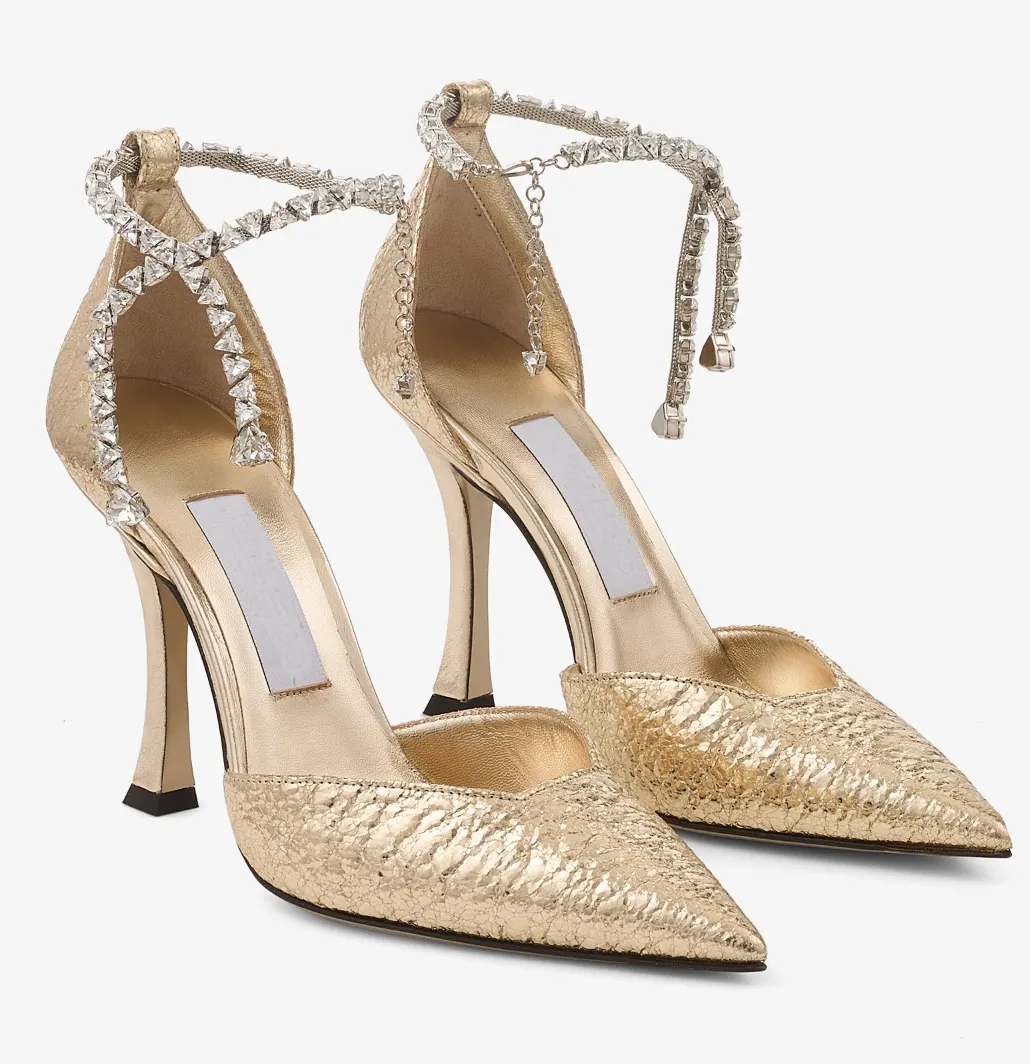 Famous Design Women Stevie Patent Leather Sandals Shoes Pointed toe V-cut Vamp Sculpted Heel Crystal Anklet Nude Black White Pumps Lady Gladiator Sandalias With Box