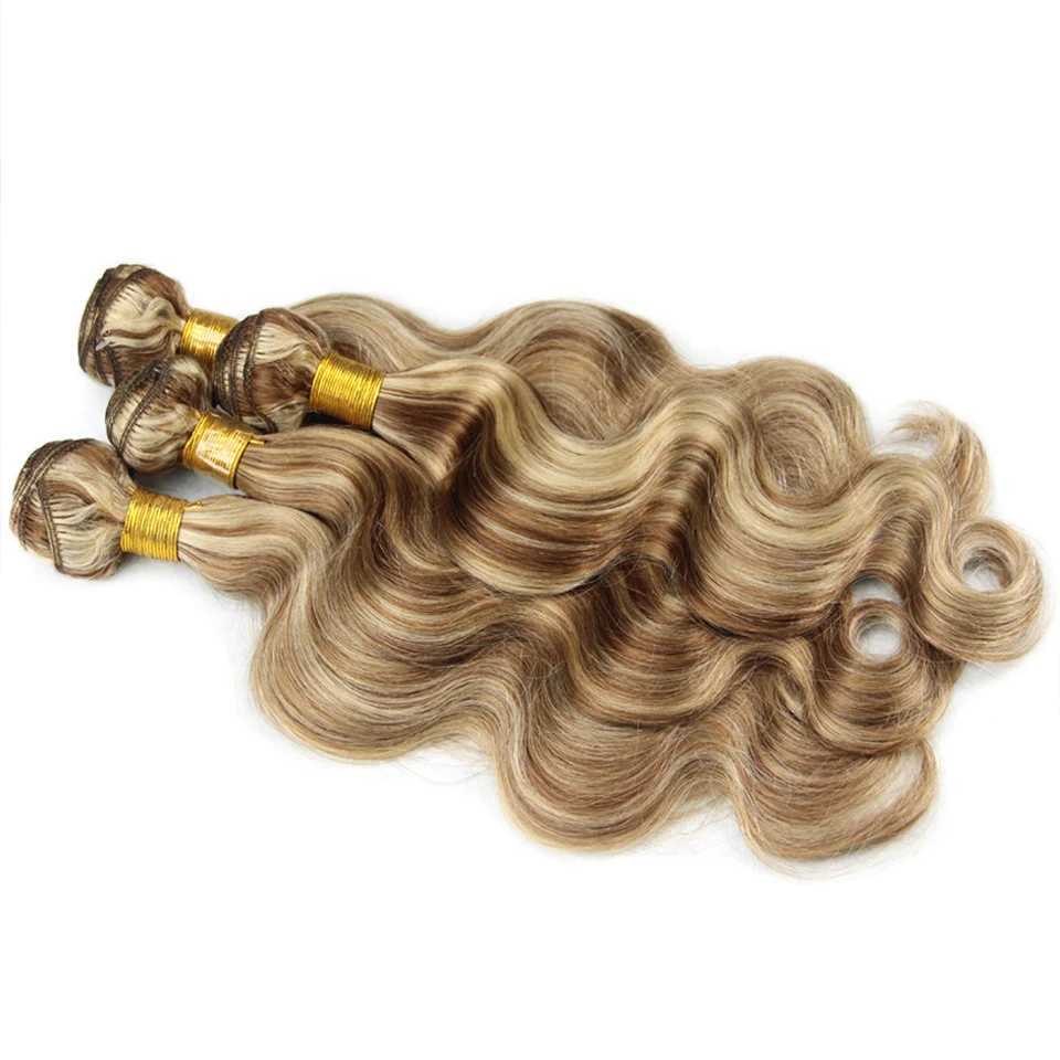 Piano Color P4/613 Highlight Bundles And 4X4 Closure Remy Body Wave Ash Blonde Colored Human Hair Weave With Highlights 3 W241218