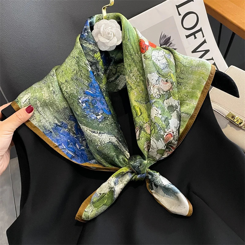 Silk Scarf Natural Shawl Wraps Women Ladies Fashion Scarves Foulard Bandana Square Headband Hijab Pashmina 241218