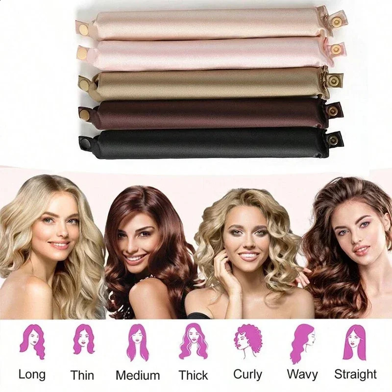 Heatless Hair Curlers Satin Curling Rod Headband No Heat Silk Curls Lazy Hair Rollers Soft Hair Curler to Sleep In Styling Tools 241217