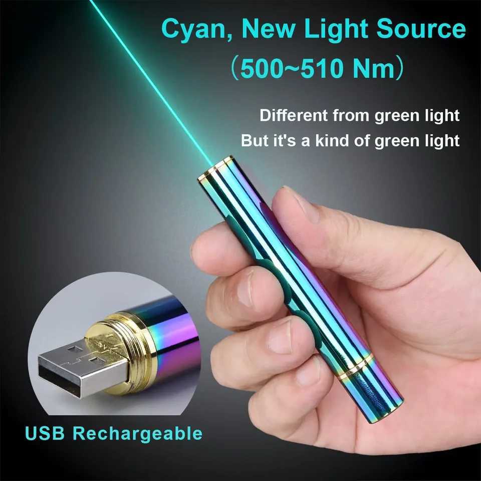 Aenfor 500-510nm blue laser pointer 532nm green laser pointer 650nm red laser built-in USB charging beam pointer pen T241218