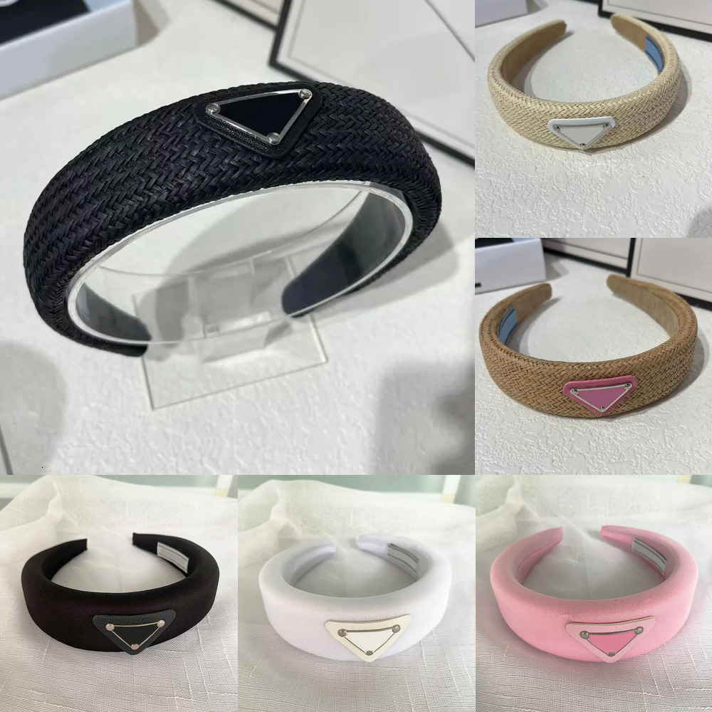 Women Letter Hairband Hairpin Hoop Knot Inverted Triangle Designer Headband Fashion Ladies Hair Accessories Head Wrap White Pink Black