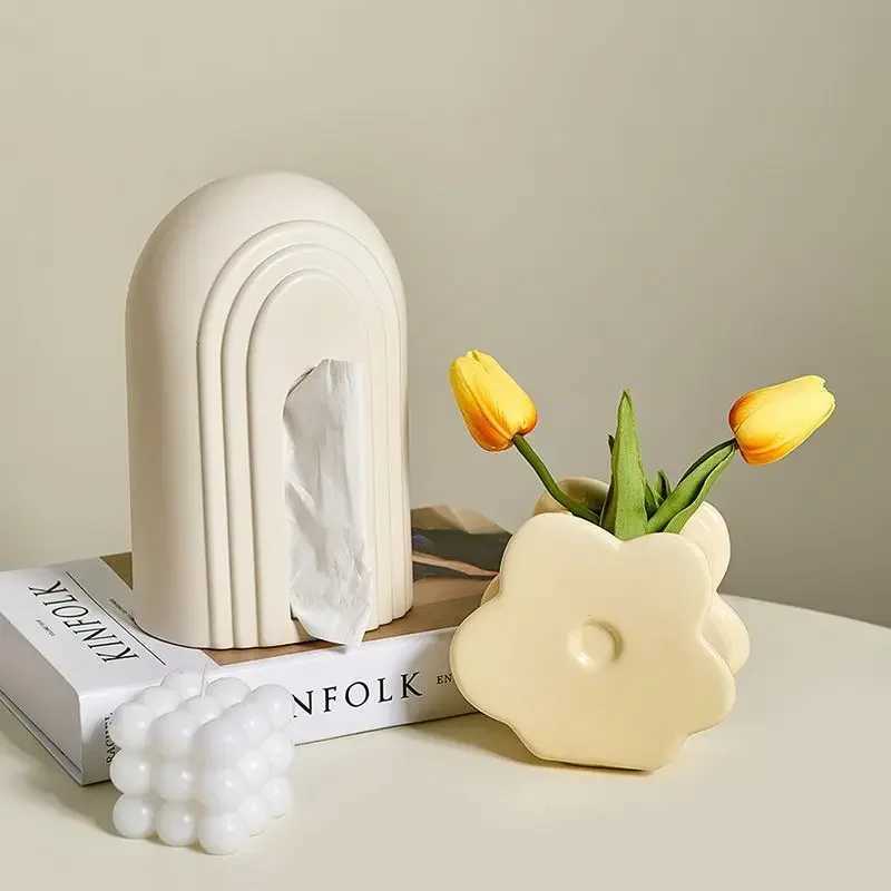 Nordic Ceramic Arched Tissue Box Decorative Creative Napkin Paper Box Paper Rack Organizer Desktop Luxury Organizer Y241218