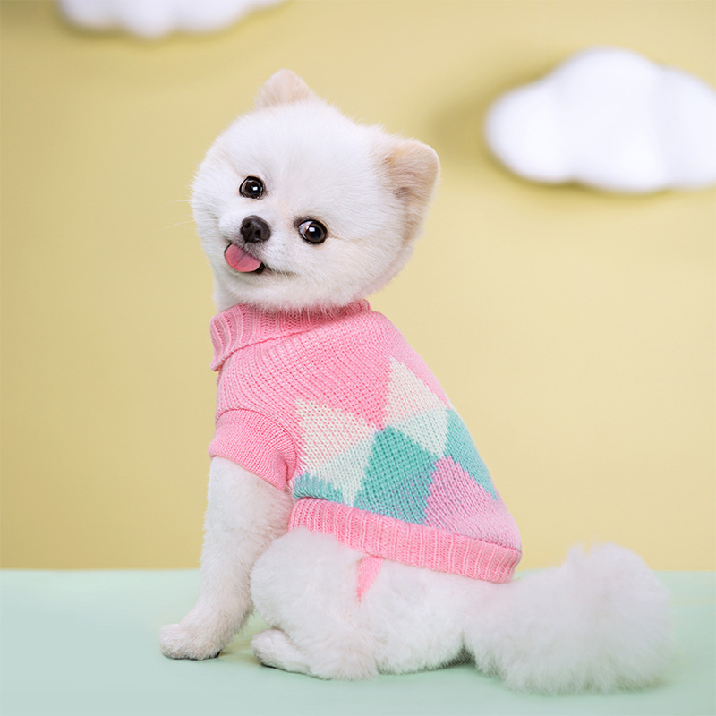 New pet clothing spring and autumn winter multi-color wool knitted dog clothes two feet warm casual clothing