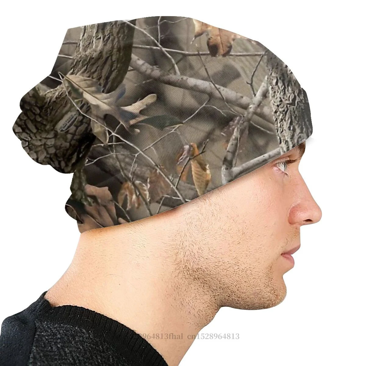 Outdoor Beanie hat real tree knitted hat trendy skull Beanie hat mens earmuffs 241211