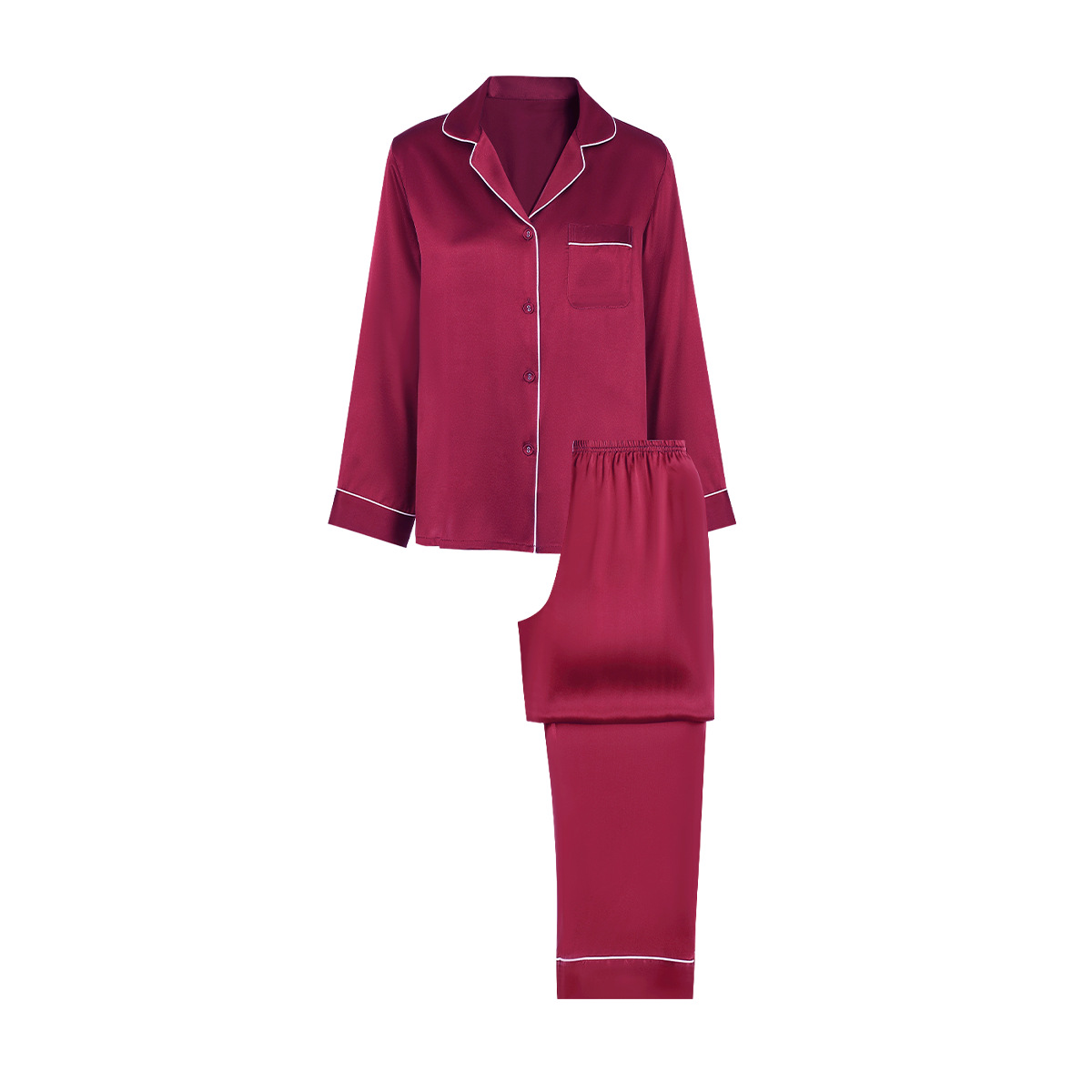 B216-European and American large size spring and autumn silk pajamas ladies summer new long sleeve trousers 100% mulberry silk home clothes suit