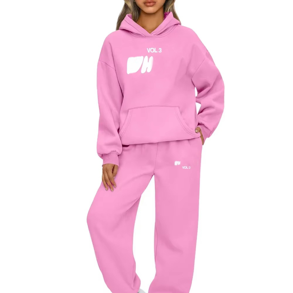 Women's Designer Tracksuits Printed Hoodies Suits Sportswear Hooded Sweatshirt With Fleece Two Pieces Set