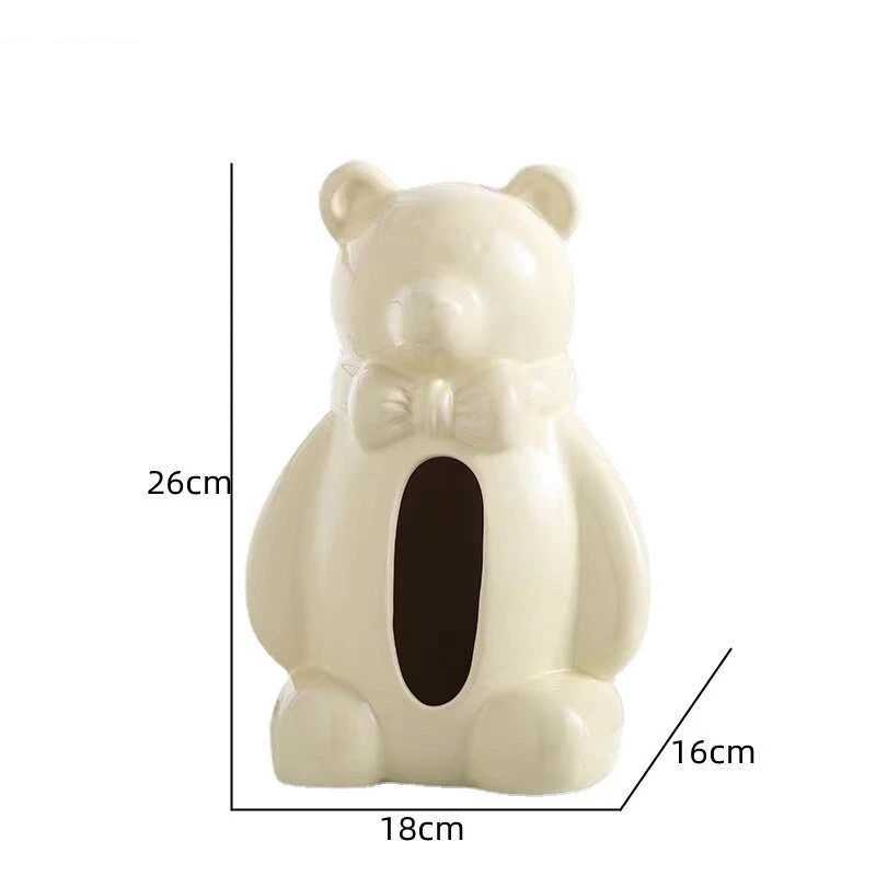Cute teddy bear craft ceramic tissue box Nordic life Ro storage his decorative art napkin holder Y241218