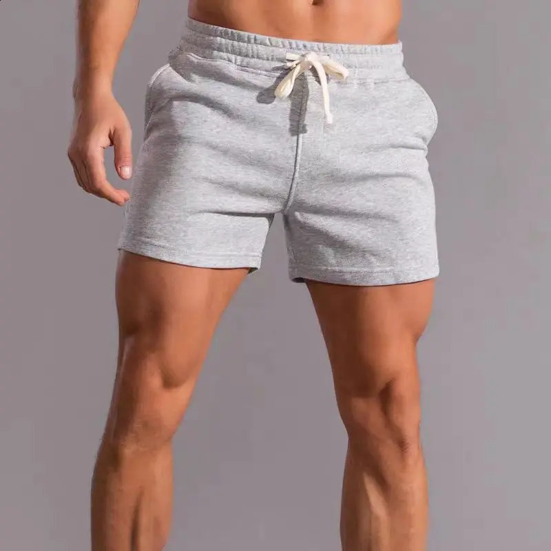 Summer Mens Fitness Shorts American Cotton Grey Running Training Casual Pants 241217