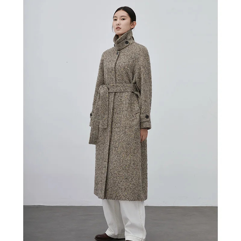 Colourful Herringbone n Wool Coat Womens Autumn and Winter Alpaca High Quality