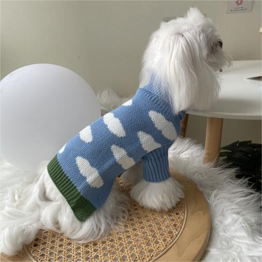 Dog Apparel Pet Clothes Blue sky white cloud sweater Pet puppy dog clothing Autumn and winter clothing