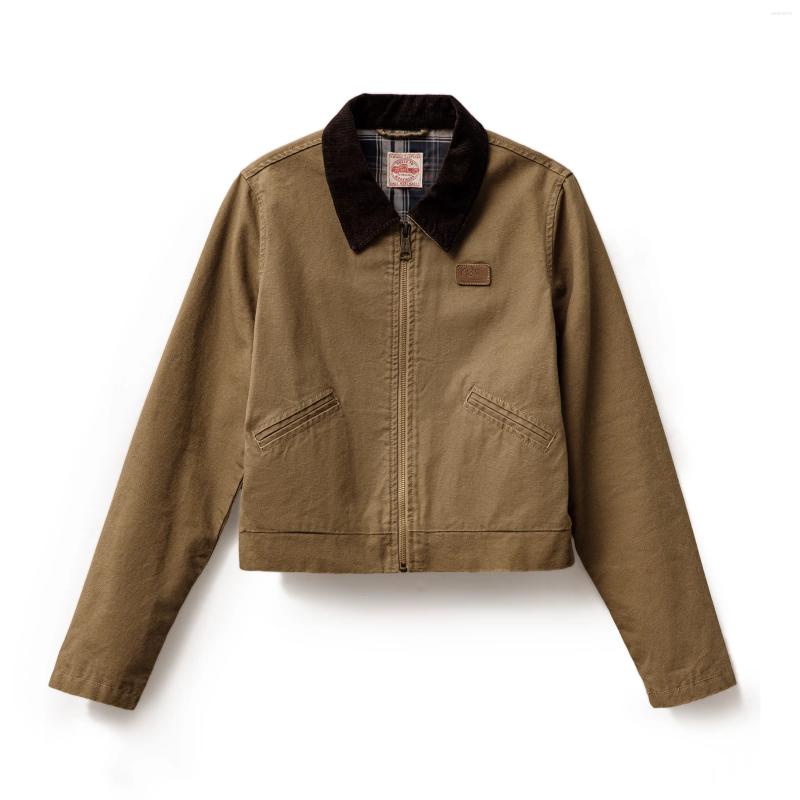 Lanjia- Women's Jackets Maden Khaki Detroit For Women Vintage Turn-Down Collar Workwear Jacket Spring And Autumn Canvas Coat Slim Fit 4B44b