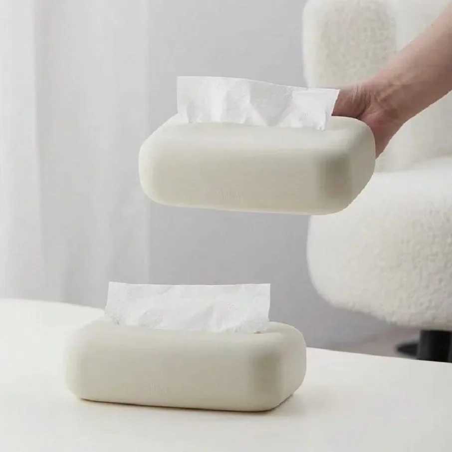 Nordic tissue box cover soft silicone reusable wet tissue box beige tissue box holder bathroom Livingro kitchen decoration Y241218