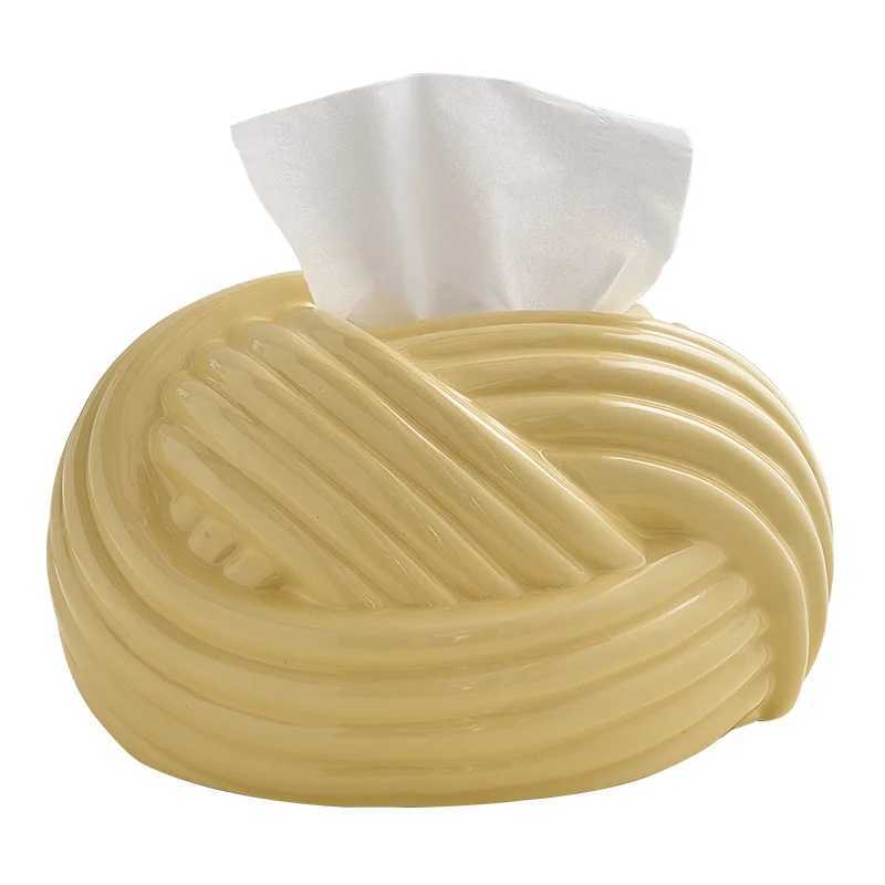 Ceramic handle box Nordic decorative handle box living Ro napkin paper box abstract and useful knot Y241218