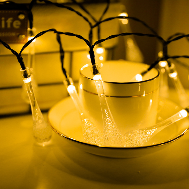 Cross-border LED Solar Water Drop String Lights for Outdoor Garden Decoration and Festival Setup