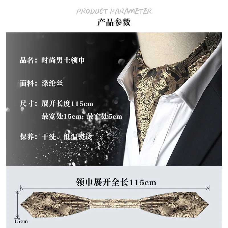 Ties Men Vintage Polka Dot Wedding Formal Cravat Ascot Scrunch Self British style Gentleman Polyester Silk Paisley Neck Tie Luxury J241217